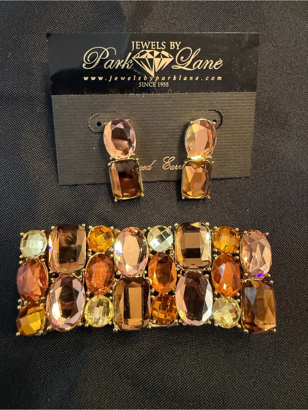 Park Lane Amber Crystal Statement Bracelet & Earrings Set Retired